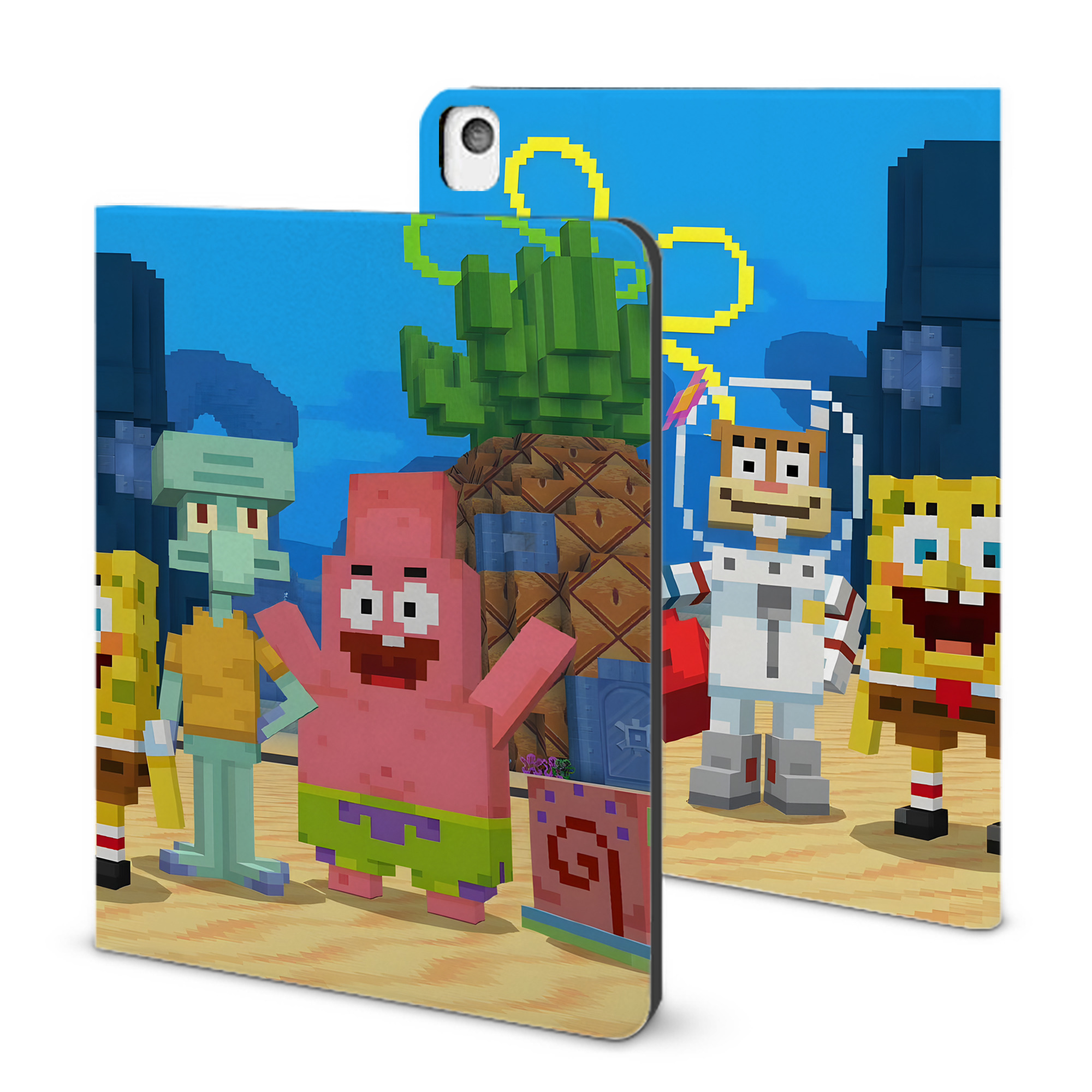 （画像用） マインクラフト ブロックの世界 Minecraft MC Block world IPadケース ペンホルダー付き ブックスタイルデザイン